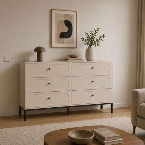 Cassettiera Laniti, 4 Cassetti, Apertura Scorrevole, Chiusura Soft Close, 150x40x92h cm Beige Cashmere (1/5)