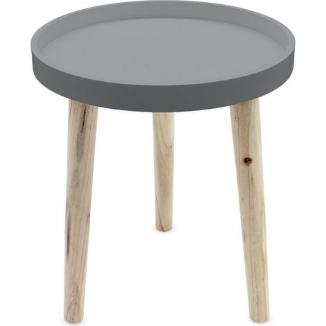 Deko Holz Tisch 36x30 cm - grau - Kleiner Beistelltisch Couchtisch Sofatisch