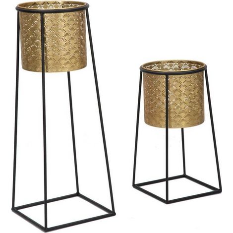 Ferretti Porta-vasi in metallo dorato e nero elegante 26 x 23 cm (1/5)