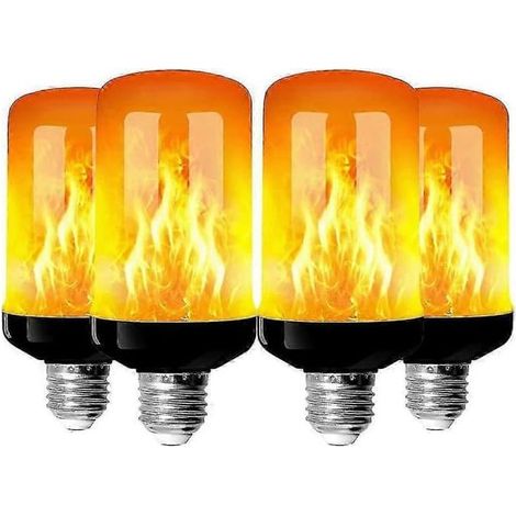 Lot de 4 ampoules LED effet flamme E27 4W, 4 modes d'éclairage, pour la décoration intérieure (maison, jardin, fêtes) - Idée cadeau de qualité (1/5)