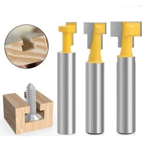 8mm Shank T-Slot Router Bit Set, 3pcs T-Slot Wood Milling Cutter Woodworking Tool Cutter Blade