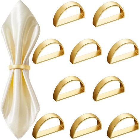 10 tovagliolo anelli di tovagliolo anelli portatovaglioli semi-circolare Decorazione tavolo - complementi d'arredo - in Lega di zinco - Oro (1/5)