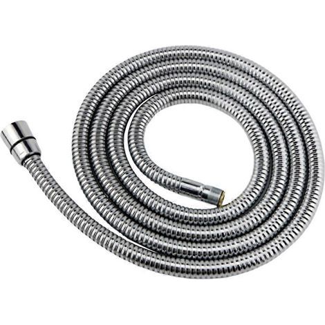 2 m langer, verdrehungsfreier Edelstahl-Duschschlauch mit Lederhülle und integriertem Wasserhahn. – 20203 cm – Silber (1/3)
