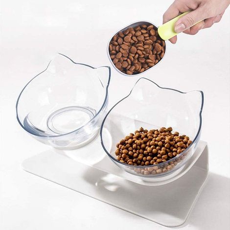 Bol Orthopédique Anti-vomissements pour Animaux de Compagnie avec Support Surélevé,Mangeoire pour Chat à Double Bol, Plate-Forme Iinclinée à 15 °, Parfait pour Les Chats et Les Petits Chiens (1/5)