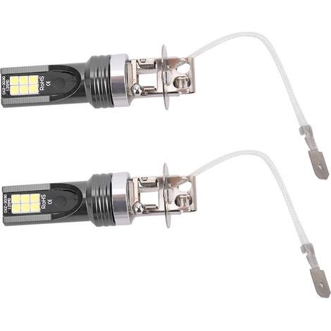 2pcs LED ampoule de phare, 2525 12LED phare de véhicule de voiture replacement pour ampoule de phare H3 DC12V-24V blanc 6500K-7500K (1/5)