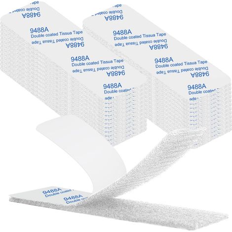 Rouleau Ruban Scratch Adhésif Puissant, 20 Paires Ruban Adhésif Double Face Extra Fort Blanc Nylon Longueur 10cm, Largeur 3cm Accroche Murale Sans Percer pour DIY Vorhänge Und Fotorahmen (1/5)