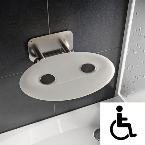 Ravak Ovo P II - Asiento de ducha Opal, 41x35 cm, acero inoxidable/blanco translúcido B8F0000049 (1/4)