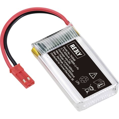 Reely Pack de batterie (LiPo) 3.7 V 800 mAh Nombre de cellules: 1 25 C Softcase BEC (1/3)