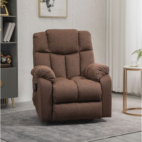 Sillón relax eléctrico con mando, 58 W, respaldo reclinable hasta 145°, marrón HAVRYA (1/5)