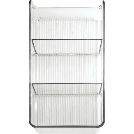 Sollbry Küchenaufbewahrung – Aufbewahrungsbox für Tütensuppen, Gewürze etc. – Gewürzregal aus Kunststoff mit 3 Fächern für Schrank und Arbeitsplatte – transparent (1/5)