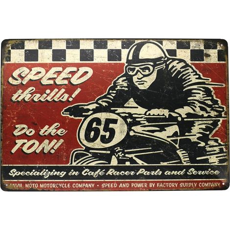 Speed Thrills Moto Race Vintage Plaque murale Décoration murale Plaque en métal Plaque de porte (1/5)