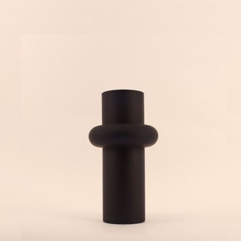 Vase anneau en verre noir, H20cm (1/3)