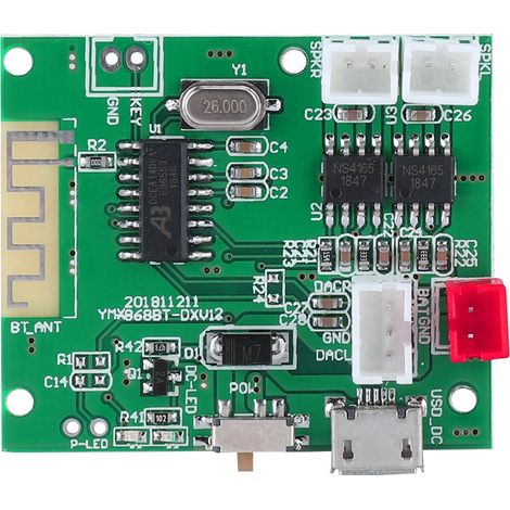 Carte d'amplification Bluetooth 5.0 25W avec entrée audio AUX, alimentation 3,7V/5V (1/5)
