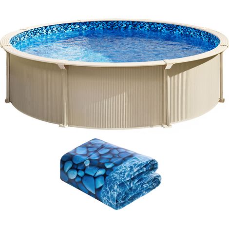 Mophorn Revestimiento para piscina elevada redonda de 27 pies, revestimientos de estilo superpuesto, vinilo de calibre estándar, altura de pared de 48 a 54 pulgadas