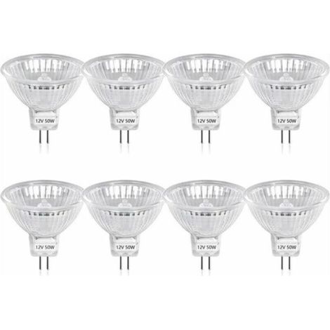 50W GU5.3 MR16 Ampoule Halogène Dimmable, DC 12V Basse Tension 2 Broches Base Spotlight Réflecteur Ampoules, 800 Lumen, Blanc Chaud 2800K(8-PCS) (1/5)