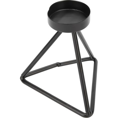 Bougeoir à une seule tête, porte-bougie, bougeoir noir romantique et créatif de style européen pour table à manger, ornement de bougeoir en fer forgé pour mariage à domicile, style court. (1/5)