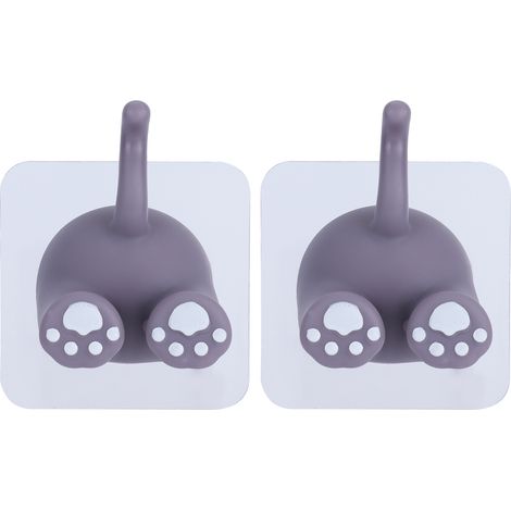 2 Pcs Animal Tail Hook PunchFree Animal Tail Sucker Hook for Matte Glass Ceramic Tiles Marble Metal(Lavender ) (1/5)