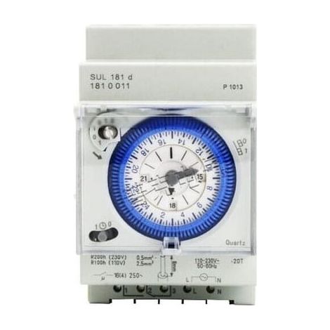 Mécanique Interrupteur Horaire Bidirectionnel 24 Heures Rail DIN avec Réserve de Marche SUL 181d 110-230V (1/4)