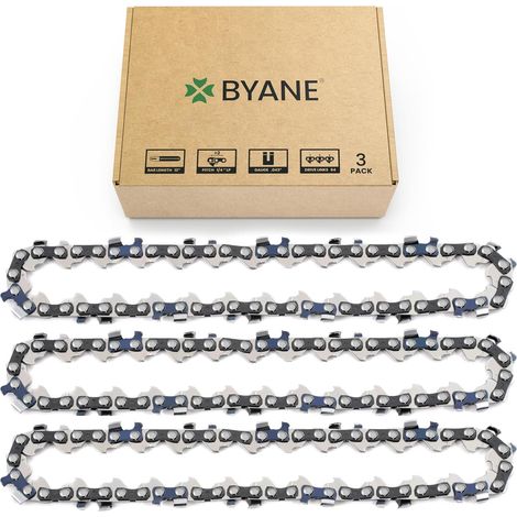 Lot de 3 Chaînes 30cm 1/4"LP 64 Maillons Acier Trempé Coupe Précise Faible Rebond pour Élagage Jardin (1/5)