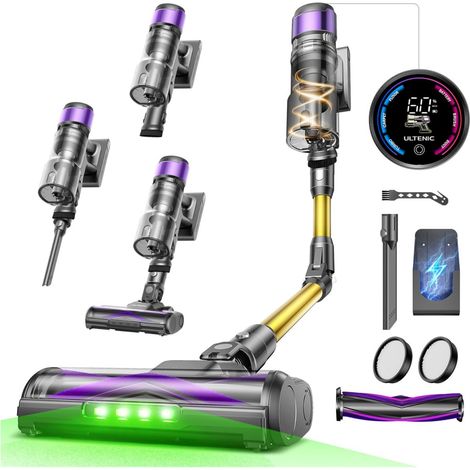 Aspirateur Balai sans Fil, 55kPa/60min Aspirateur sans Fil, Technologie GreenEye, Tube Pliable, Brosse de Sol TangleTame, Puissant pour Poils Animaux, Sol Dur et Voiture (1/5)