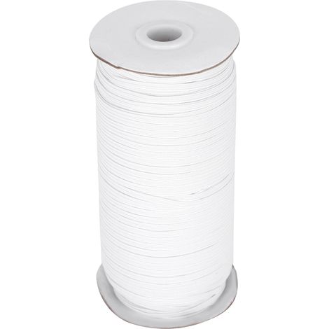 Élastique plat blanc de 3 mm à monter soi-même, 180 mètres/rouleau. (1/5)