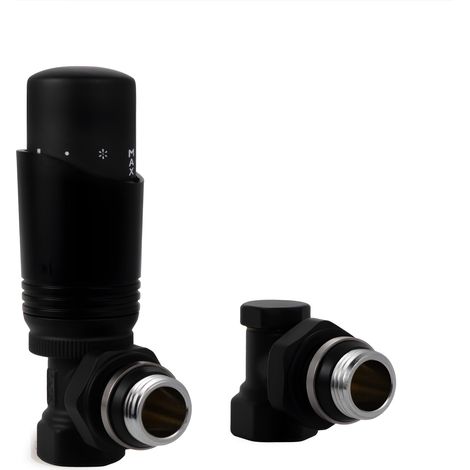 Vanne thermostatique G1/2 avec raccord à bague d'étanchéité pour radiateur, noir (1/3)