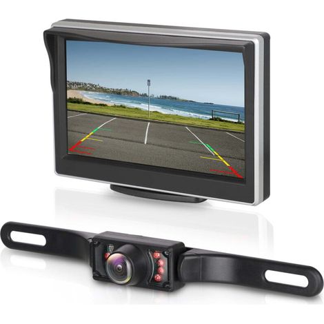 Kit Caméra de Recul Sans Fil Numérique avec Moniteur 5 Pouces Étanche IP68. Vue Arrière/Latérale/Avant. Installation Flexible et Prêt à l'Emploi pour Camping-Car/Voiture (1/5)