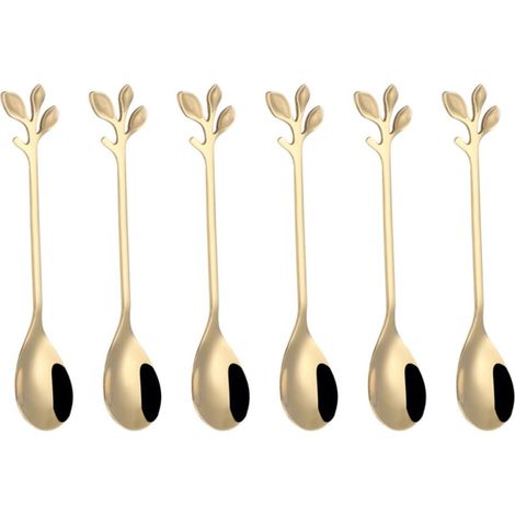 Ensemble de 6 Cuillères à Glace en Acier Inoxydable Doré (1/5)