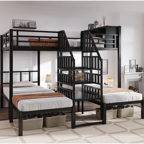 Cama litera infantil con almacenaje metálica OKMYHOME (1/5)