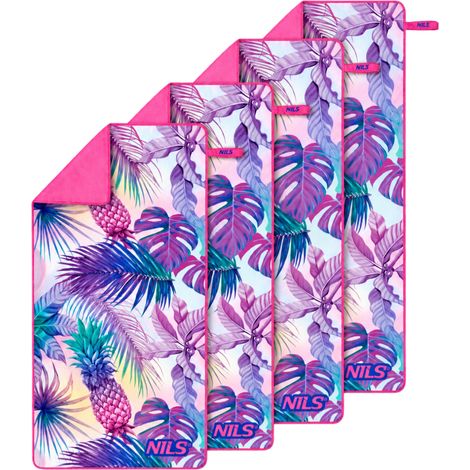 Asciugamano in microfibra, fantasia ananas, 160x80 cm, confezione da 4 (1/5)