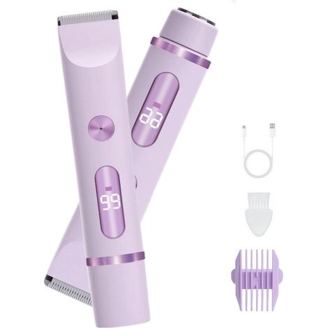 2-in-1 Haarentferner für Damen – Elektrischer Haarentferner – Bikini-Trimmer – Wasserdicht – Haarentfernungsgerät – Damentrimmer – Digitalanzeige – Lila (1/5)