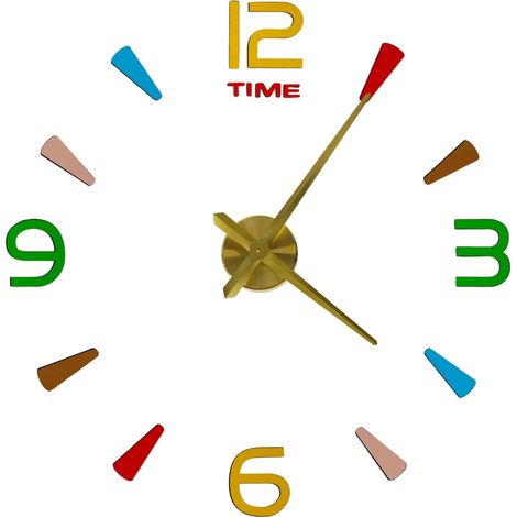 Vinilo reloj de pared 4 digitos color amarillo