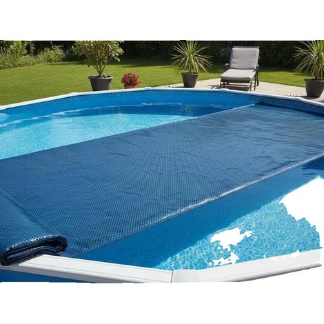 Cubierta solar para piscina, material PE duradero, aislamiento de alta eficiencia energética, azul. (1/2)