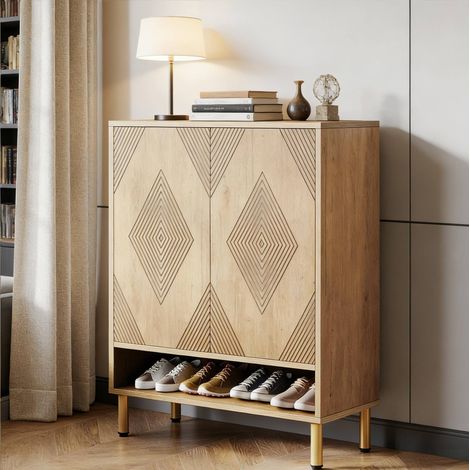 Scarpiera in legno a 7 livelli 73 x 35 x 115,5 cm color naturale OKWISH (1/5)
