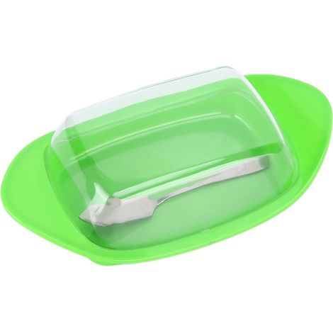 Boîte à beurre en forme de bateau avec couteau et couvercle, récipient à fromage de qualité alimentaire pour la cuisine (vert) (1/5)
