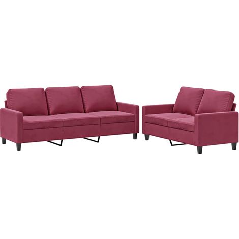 Maison Exclusive - Set di Divani 2 pz con Cuscini Rosso Vino in Velluto