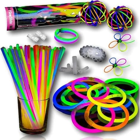 Bâtons lumineux - Haute qualité - 100 bâtons - Connecteurs inclus - Bracelets néon - Fêtes et événements (1/4)