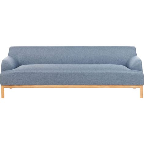 Elegante divano a 3 posti in tessuto poliestere gambe in legno soggiorno blu Sosjo