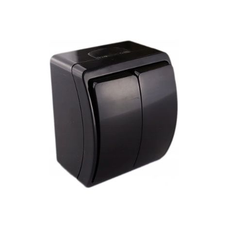 Interruptor de pared doble Koala IP44 negro (1/5)