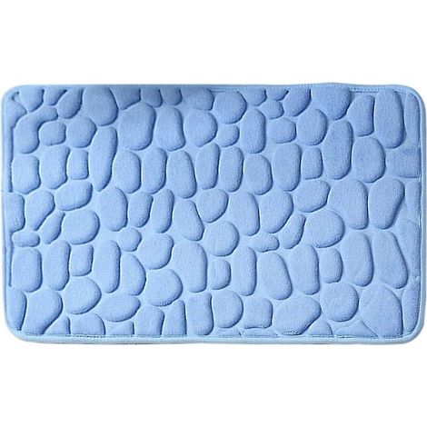 Blaue Badematte aus Memory-Schaum, 40 x 60 cm, saugfähig und rutschfest. (1/5)