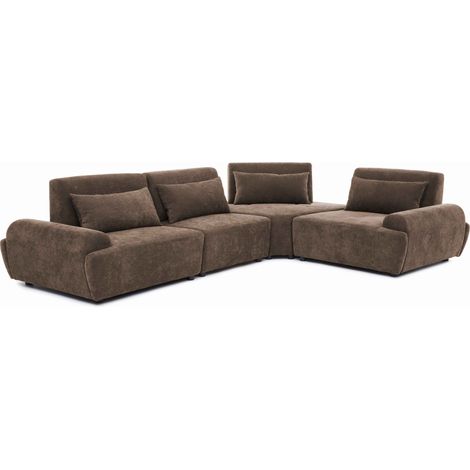 Canapé d'angle modulable 4 places dossier ajustable 340 cm chocolat - Callisto (1/5)