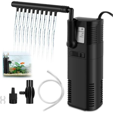Filtro interno per acquario – 6W, portata 450 l/h, con staffa regolabile e spugna filtrante integrata.