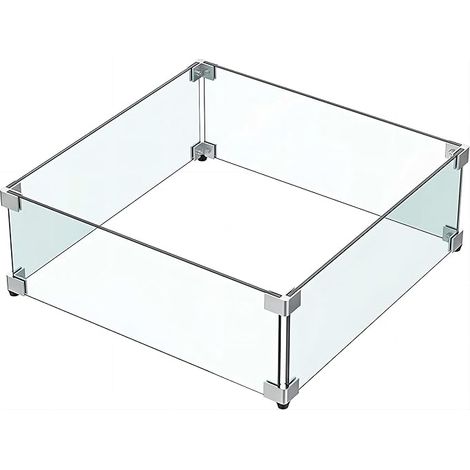 Tempered Glass Fire Pit Cover for Fire Pit 21" x 21" x 6" Thick Heavy Duty with Hard Aluminum Corner Bracket (1/5)