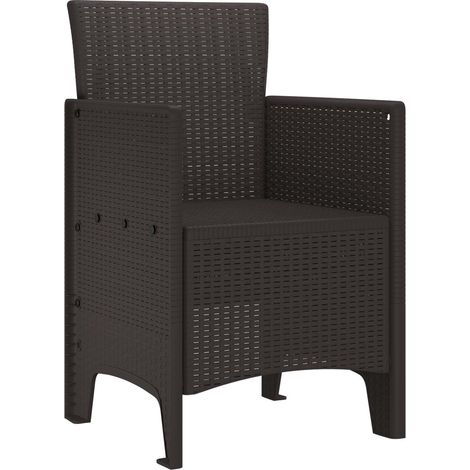 Lot de 2 Chaises d'extérieur - Chaises de jardin Marron 53 x 49 x 85 cm Polypropylène fr2094 - Maison La Vie