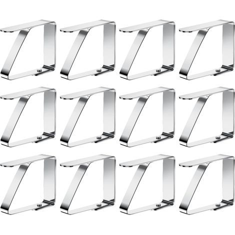12 pièces Pinces à Nappe Acier Inoxydable, Nappe Clips Anti-Glissant, Pinces Nappe de Table Exterieur pour 0-3 cm Table de Jardin (1/4)