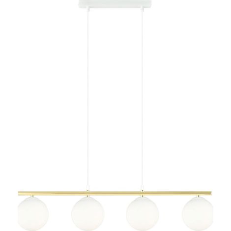 Lampada a Sospensione Allora, Acciaio verniciato a polvere, Vetro, Bianco, Oro, 85x100x14 cm (1/5)