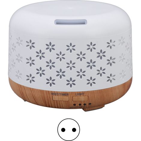 Diffuseur d'huiles essentielles 300ml en bois grain, veilleuse 7 couleurs LED, arrêt automatique, prise UE 100-240V (1/5)