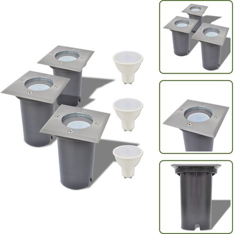 The Living Store LED-Bodeneinbaustrahler 3 Stk. Outdoor Quadratisch - Außenbeleuchtung (1/5)