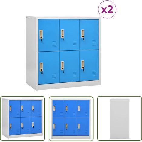 5 pcs Armoires à casiers, Vestiaire Métallique, Meubles de rangement Gris clair et bleu 90x45x92,5 cm Acier HYB81217 (1/5)