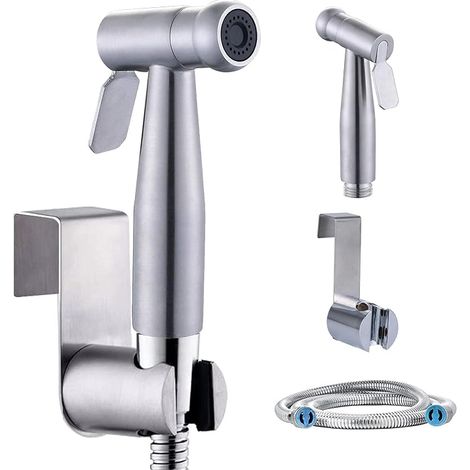 Kit di erogazione per WC in acciaio inox, spruzzatore bidet portatile con pressione regolabile per igiene personale e pulizia. (1/5)